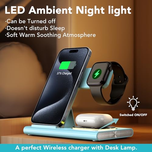 3 in 1 Foldable Charging Station for Apple Wireless Charger - color: Blue