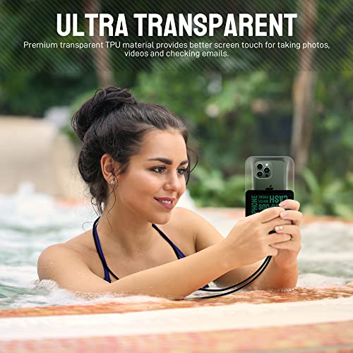 Universal Waterproof Phone Pouch [Double Space] IPX8 Dry Bag with Lanyard for iPhone 16 15 14 13 12 Pro Max XS XR X Galaxy S25 S24 S23 Ultra, Fit All Phones Up to 8'', Black/Green - color: Black/Green