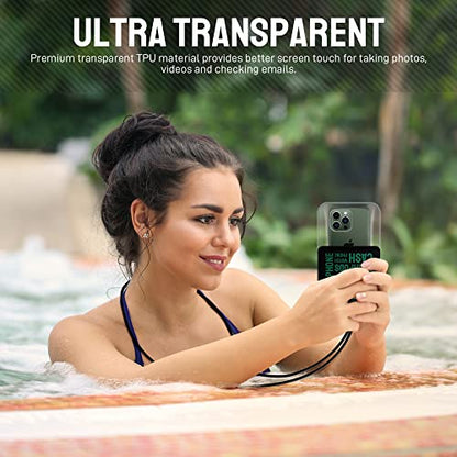 Universal Waterproof Phone Pouch [Double Space] IPX8 Dry Bag with Lanyard for iPhone 16 15 14 13 12 Pro Max XS XR X Galaxy S25 S24 S23 Ultra, Fit All Phones Up to 8'', Black/Green - color: Black/Green