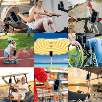 Chatelet Universal Strap-On Phone Holder Mount | Attaches to Boat Rails, Golf Carts, Strollers, Wheelchairs, Bikes, Scooters & Fitness Equipment | Phone Cradle with Secure Straps | Made in USA (Gray) - color: Gray