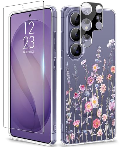 GVIEWIN for Samsung Galaxy S26 Ultra Case, Clear Floral Slim Shockproof Protective Women Phone Case, Non-Yellowing, with Screen Protector &Camera Lens Protector for S26 Ultra 6.9", Floratopia/Colorful - color: 1-Floratopia/Colorful, size: For Galaxy S26 U