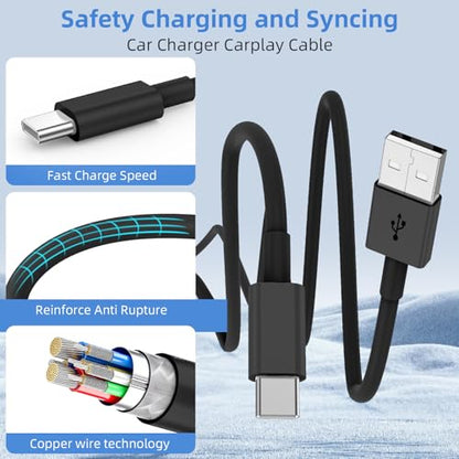 LDHTY CarPlay Charging Cable, USB A to USB C Cable, 2-Pack 3FT, Black - color: Black, size: 3ft+3ft