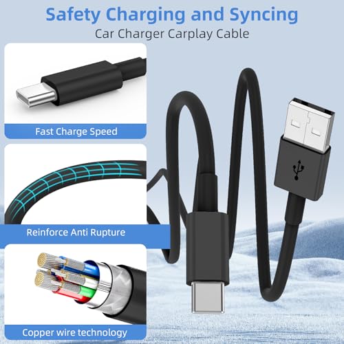 LDHTY CarPlay Charging Cable, USB A to USB C Cable, 2-Pack [3FT+6FT] Black - color: Black, size: 3ft+6ft