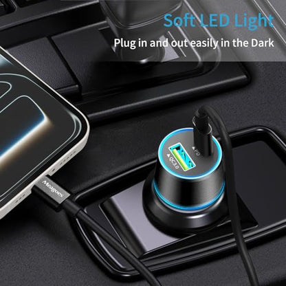 67.5W Car Charger USB C Super Fast Charge for iPhone 18 Pro Max/17/Android - color: Black, size: 3.3 ft