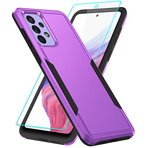 for Samsung A53 5G Case, Galaxy A53 5G Case with Screen Protector,Full Body Protection Durable Rubber Cover Phone Case for Samsung Galaxy A53 5G,Purple - color: 2 Purple