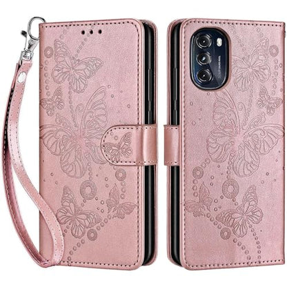 for Motorola Moto G 5G 2022 Wallet case, Rose Gold-Butterfly | 3 Card Holders, Kickstand, Shockproof TPU Shell, PU Leather, Magnetic Closure, Protective Flip Folio Cover, Women - color: 6