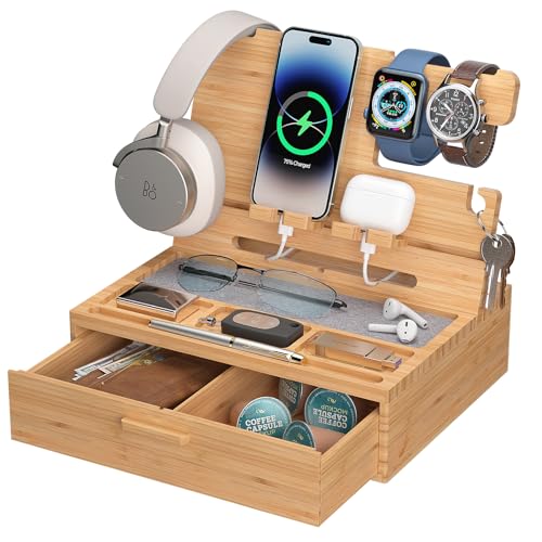 Pezin&Hulin Docking Station with Drawer, Nightstand Organizer (Nature) - color: nature