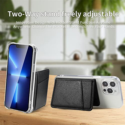 Wallet Stick on Phone Case, Credit Card Holder for Back of Phone Cases Flip Leather Wallet Sleeve Pouch Compatible with iPhone, Samsung Galaxy Android Most Smartphones Black - color: Black