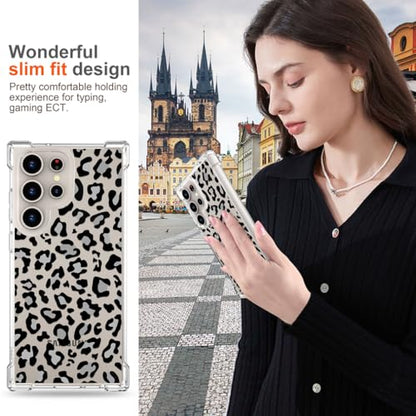 Hungo Galaxy S24 Ultra Case Leopard Cheetah Cute Clear Design, Girly for Women Girls Floral Transparent Case Compatible with Samsung Galaxy S24 Ultra Leopard Cheetah Print - color: Leopard Cheetah