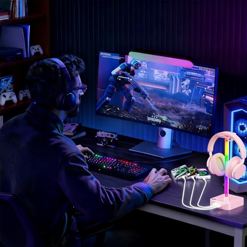 cozoo Headphone Stand with Charger, USB C, Gifts for Gamers Men, Pink Pro - color: Pink Pro