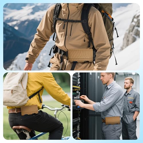 Mopaclle Nylon Phone Holster with Heavy Duty Metal Belt Clip and Card Holder, Compatible with iPhone 13/12 Mini, iPhone SE, iPhone 8/7/6S/6, and Galaxy S7/S6/S5 - Khaki - color: Nylon-khaki, size: S(5.8x3.0x0.5)