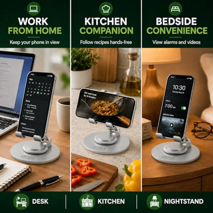 Uncaged Ergonomics Adjustable/Foldable Swivel Phone Stand for Desk (Silver) - color: Silver