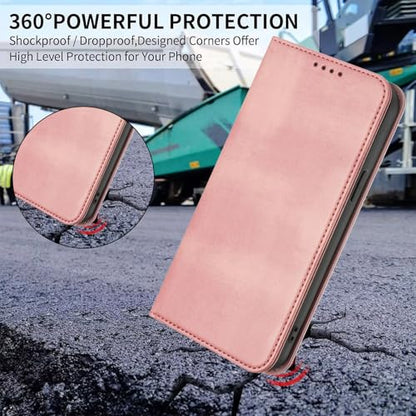 Phone Case Leather Compatible with Galaxy A10E Card Holder, Women Men Leather Case Protection Shockproof Magnetic Flip Folio Cover RFID Blocking Wallet Leather Compatible with Samsung Galaxy A20E/A10E - color: Pink