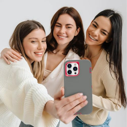 for iPhone 15 Pro Max Case, Dual Layer Shockproof Full Body Cover Military Grade Drop Protection Heavy Duty Protective Phone Case for Apple iPhone 15ProMax 6.7 inch (Grey/Rose) - color: Grey/Rose