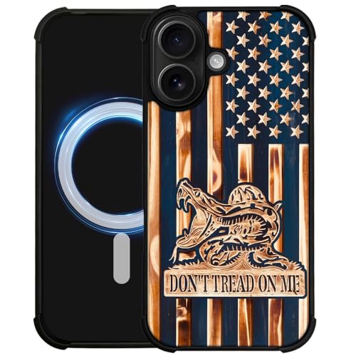 case for iPhone 17,Compatible with Magsafe,All-Round Protection Shockproof Anti-Scratches TPU Case Cover-Dont Tread On Me Wood Grain American Flag - color: Dont tread on me Wood grain American flag, size: IPhone 17