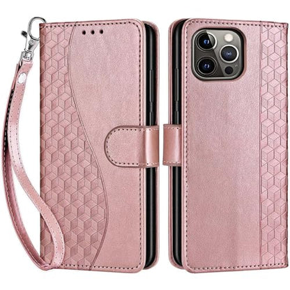 for iPhone 13 Pro Wallet case, Rose Gold | 3 Card Holders, Kickstand, Shockproof TPU Shell, PU Leather, Magnetic Closure, Protective Flip Folio Cover, Women - color: 5