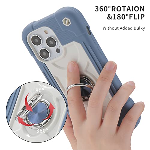 MARKILL Compatible with iPhone 14 Pro Case 6.1 Inch with Built-in Ring Stand, Military Grade Drop Protection Full Body Rugged Heavy Duty Case 3 in 1 Protective Durable Cover Blue - color: Blue, size: iPhone 14 Pro 6.1"