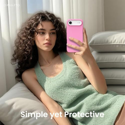ORNARTO for iPhone Air Case 6.5", Slim Liquid Silicone 3 Layers Soft Gel Rubber Shockproof Protective Cover with Anti-Scratch Microfiber Lining-Peach Pink - color: Peach Pink
