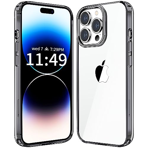JJGoo Compatible with iPhone 14 Pro Case Clear, Non-Yellowing Shockproof Phone Case for 14 Pro, Slim Anti-Scratch Hard PC Back Protective Cover Bumper 2022, Transparent Black - color: Transparent Black, size: for iPhone 14 Pro