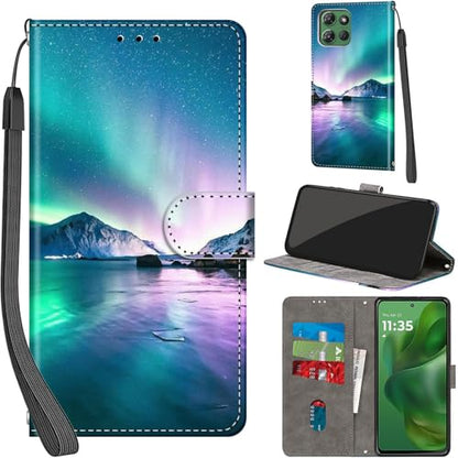 Case Wallet for Motorola Moto G Power 2025/2026, Ice Sea | Kickstand, 3 Card Holder, Shockproof TPU Interior Shell, PU Leather, Magnetic Flip Cover, Lanyard Strap - color: Pic:06