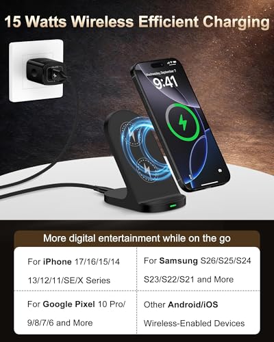 15W Wireless Charger Stand for Samsung Galaxy S26 S25 S24 Ultra S23 Plus