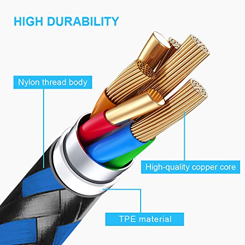 USB C to Lightning Cable, 5 Pack Fast PD iPhone Charger Cord (BlackBlue) - color: Black Blue, style: USB-C to L