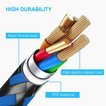 USB C to Lightning Cable, 5 Pack Fast PD iPhone Charger Cord (BlackBlue) - color: Black Blue, style: USB-C to L