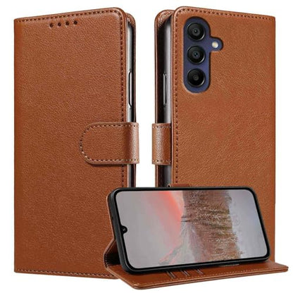 for Galaxy A17/A16 5G Phone Case Wallet RFID Blocking (Brown) | Premium PU leather, card holder/cash slots, protective flip cover for Samsung Galaxy A17/A16, magnetic closure, kickstand - color: Brown