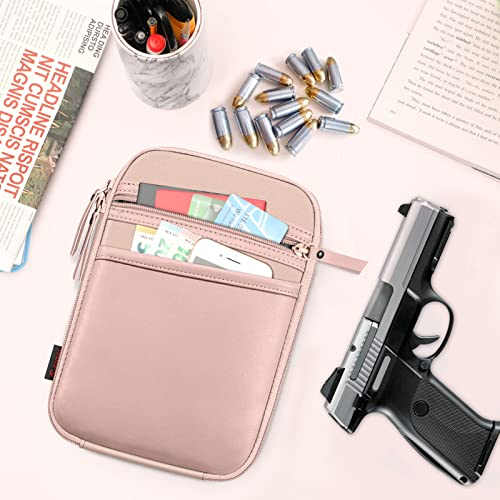 FINPAC Concealed Carry Gun Pouch, Soft Pistol Case Fanny Pack Firearm Bag | Pistol Bag Waist Belt with Holster for Handgun, Air Gun, Men, Women - color: Rose Gold - Standard Size