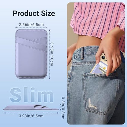 SHANSHUI Phone Wallet, 2 Pack Leather Business ID Credit Card Holder for Back of Phone Stick on Compatible with iPhone, Most Smartphones - White Purple - color: Purle + White