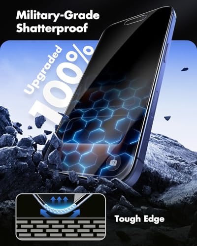 UNBREAKcable for iPhone 17 Pro Privacy Screen Protector QuickSet Box, 25° Anti-Spy Tempered Glass, 9H+ Hardness, Case-Friendly, Bubble-Free, Anti-Fingerprint, for Apple 17Pro - 2 Pack 6.3" - size: iPhone 17 Pro