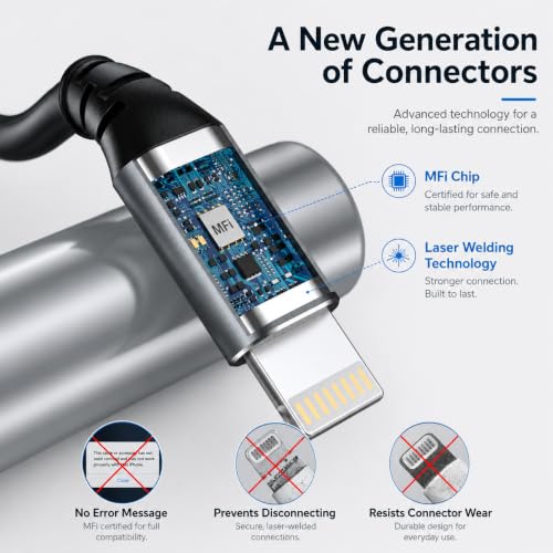 SMALLElectric 3 Pack MFi iPhone Charger 10ft Extra Long Lightning Cable - color: Gray, size: 10 Foot