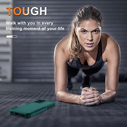 for Motorola Moto G Power 5G 2024 Case, Full Body Heavy Duty Rugged Shockproof Protective Phone Cover with Lanyard Strap, Tempered Glass Screen Protector,Dark Green | with Tempered Glass Screen Protector+Lanyard Strap,Rugged Shockproof Protective Phone Ca