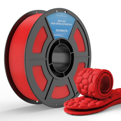 iSANMATE TPU 85A Filament 1.75mm, Red TPU Flexible Filament 85A, 1kg | iSANMATE Filament; Soft Flexible TPU HF; Compatable with Bambu Lab & most FDM 3D Printers; 1kg/2.2lbs; 50-80mm/s - color: Red, size: TPU-85A