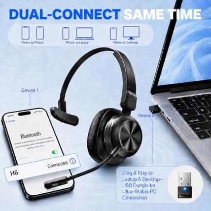 Trucker Bluetooth Headset, Wireless Headset with Microphone