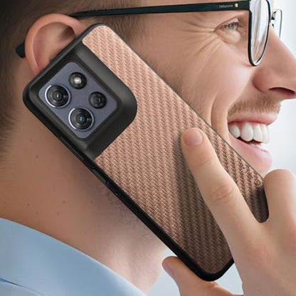 Case for Motorola Moto G Power 2025 Carbon Fibre Texture Shockproof Slim Case Non-Slip Full Body Protective Phone Case (Coffee, for Moto G Power 2025) - color: Coffee Power 2025