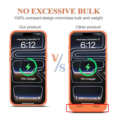 Battery Case for iPhone 17 Pro, 10000mAh Protective Charging Case with Wireless Charging Compatible with iPhone 17 Pro (6.3 inch) Rechargeable Extended Battery Pack Charger Case with Carplay (Orange) - size: iPhone 17 Pro Orange - 10000mAh