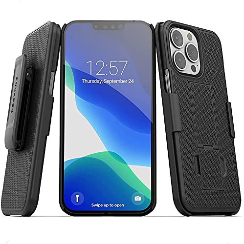 Encased DuraClip Designed for iPhone 13 PRO MAX Belt Clip Case (2021) Slim Phone Cover with Holster (Black) - size: iPhone 13 Pro Max