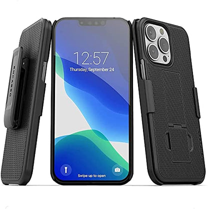 Encased DuraClip Designed for iPhone 13 PRO MAX Belt Clip Case (2021) Slim Phone Cover with Holster (Black) - size: iPhone 13 Pro Max