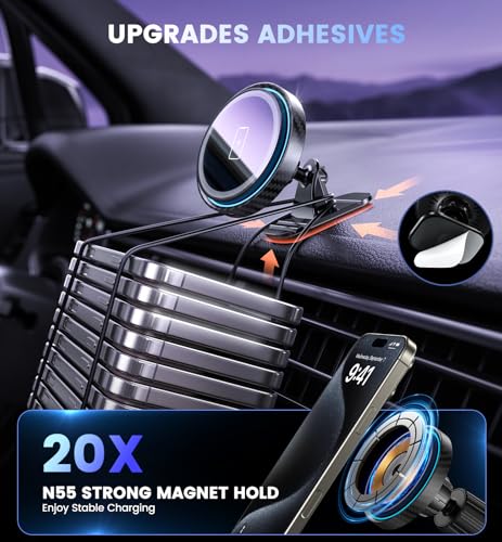 Magnetic Car Charger Mount 15W for iPhone 18-12 Pro Max - color: CFBlack