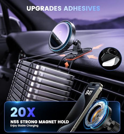 Magnetic Car Charger Mount 15W for iPhone 18-12 Pro Max - color: CFBlack