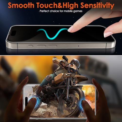 [2+2 for iPhone 15 Pro Privacy Screen Protector (NOT Glass) with Tempered Glass Camera Lens Protector, Anti-Spy Non-breakable Soft Flexible TPU Hydrogel Film Screen Protector for iPhone 15 Pro - size: iPhone 15 Pro(6.1")