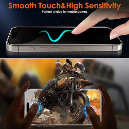 [2+2 for iPhone 15 Pro Privacy Screen Protector (NOT Glass) with Tempered Glass Camera Lens Protector, Anti-Spy Non-breakable Soft Flexible TPU Hydrogel Film Screen Protector for iPhone 15 Pro - size: iPhone 15 Pro(6.1")
