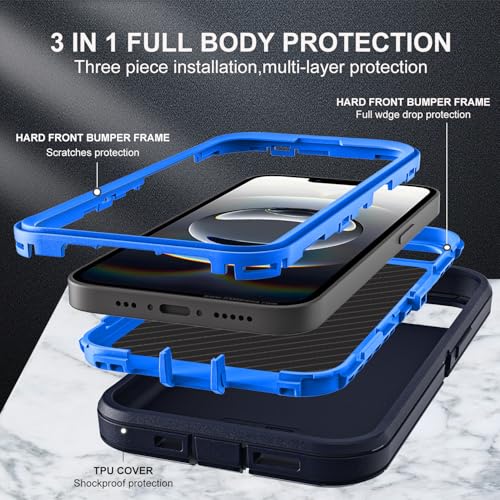 YKHJKLEC for iPhone 16e Case, Military Grade 3 in 1 Heavy Duty Shockproof/Drop Proof/Dust Proof Case with 2Pcs Tempered Glass Screen Protector (Navy Blue) - color: Navy Blue