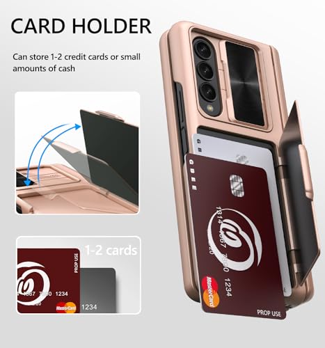 GBEE for Galaxy Z Fold 4 Case with Kickstand & Hinge Protection, Rose Gold - color: Gold