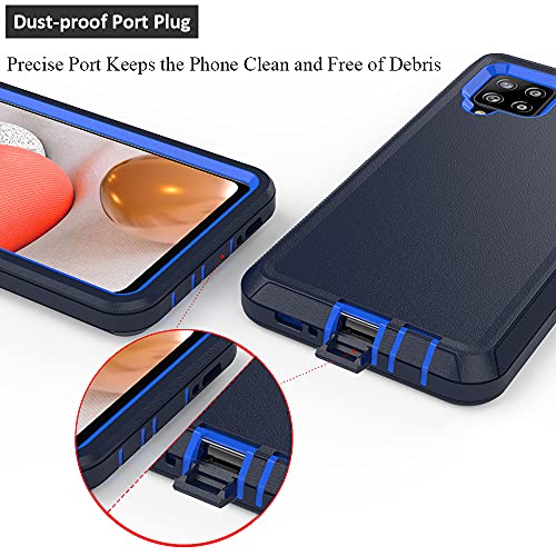 Compatible with Samsung Galaxy A42 5G Case,with Screen Protectors,Heavy Duty Rugged Shockproof Full Body Protection Kickstand Case with Belt Clip Holster for Samsung Galaxy A42 5G (Blue) - color: Blue