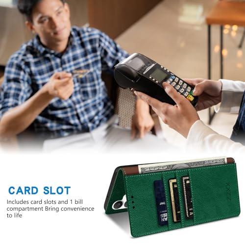 ZZXX for Samsung Galaxy S25 FE Wallet Case with [RFID Blocking] Card Slot Stand Strong Magnetic PU Leather Flip Fold Protective Phone Case for Samsung Galaxy S25 FE Case Wallet(Green-6.7 inch) - color: Green