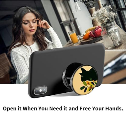 2 Pack Cell Phone Grip with Expanding Kickstand, Black Cat Leaf - color: Black Cat Leaf