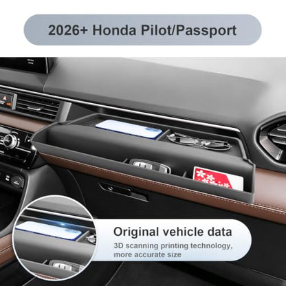 SKTU for 2026 2027 Honda Pilot Passenger Side Storage Tray w/Side Pocket - color: 2026 2027 Pilot/Passport Passenger Tray