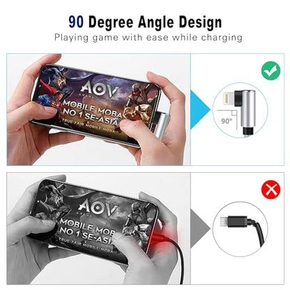 90 Degree iphone Charger MFi-Certified, USB-C to Lightning Cable 10ft 2Pack - size: 10FT